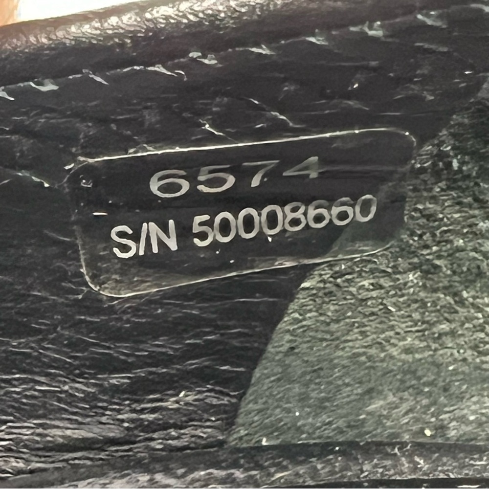 Tory Burch Black Leather Peep-Toe Wedge with Silver Logo - Picture 10 of 10